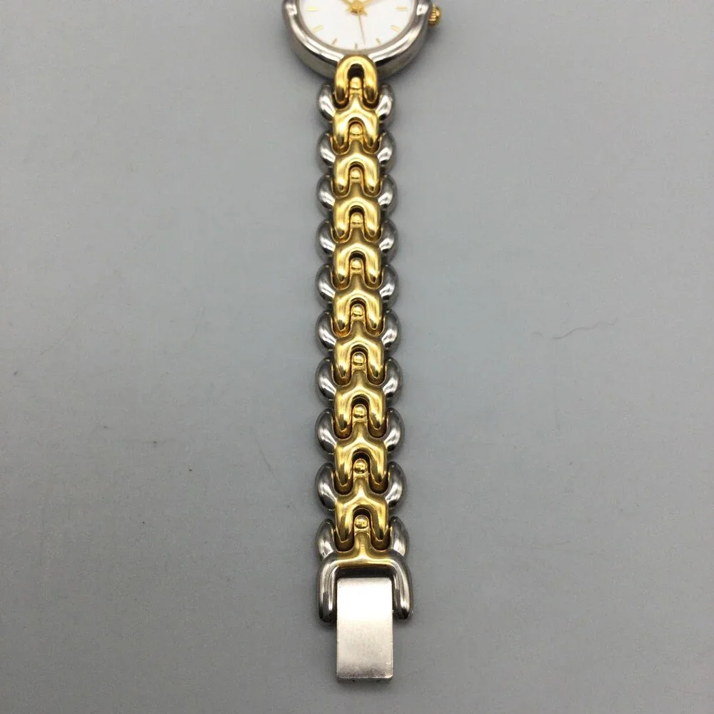 Caravelle By Bulova Womens Watch 21mm White Dial Two Tone New Battery 6.75